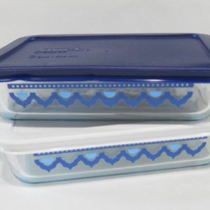 Pyrex SANTORINI SKY 3 Cup RECTANGULAR Storage Dish *BLUE or White Cover