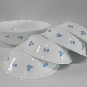 5-pc Corelle SECRET GARDEN SNACK SET Blue 1-Qt Serving & 10-oz Dessert Bowls