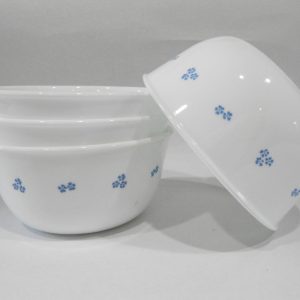 NEW 4 Corelle SECRET GARDEN 28-oz SOUP BOWLS Super Cereal *Tiny Blue Floral