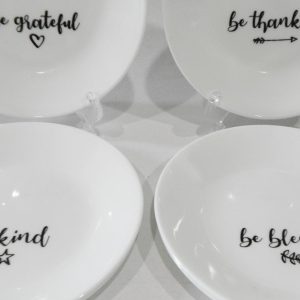 4 Corelle SENTIMENTS 6.75 Appetizer Plates BE THANKFUL GRATEFUL KIND BLESSED