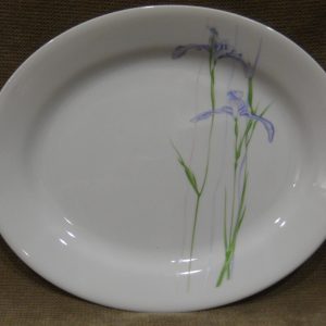 NEW Corelle SHADOW IRIS 9.5 Oval SERVING PLATTER Purple Floral Hand Decal