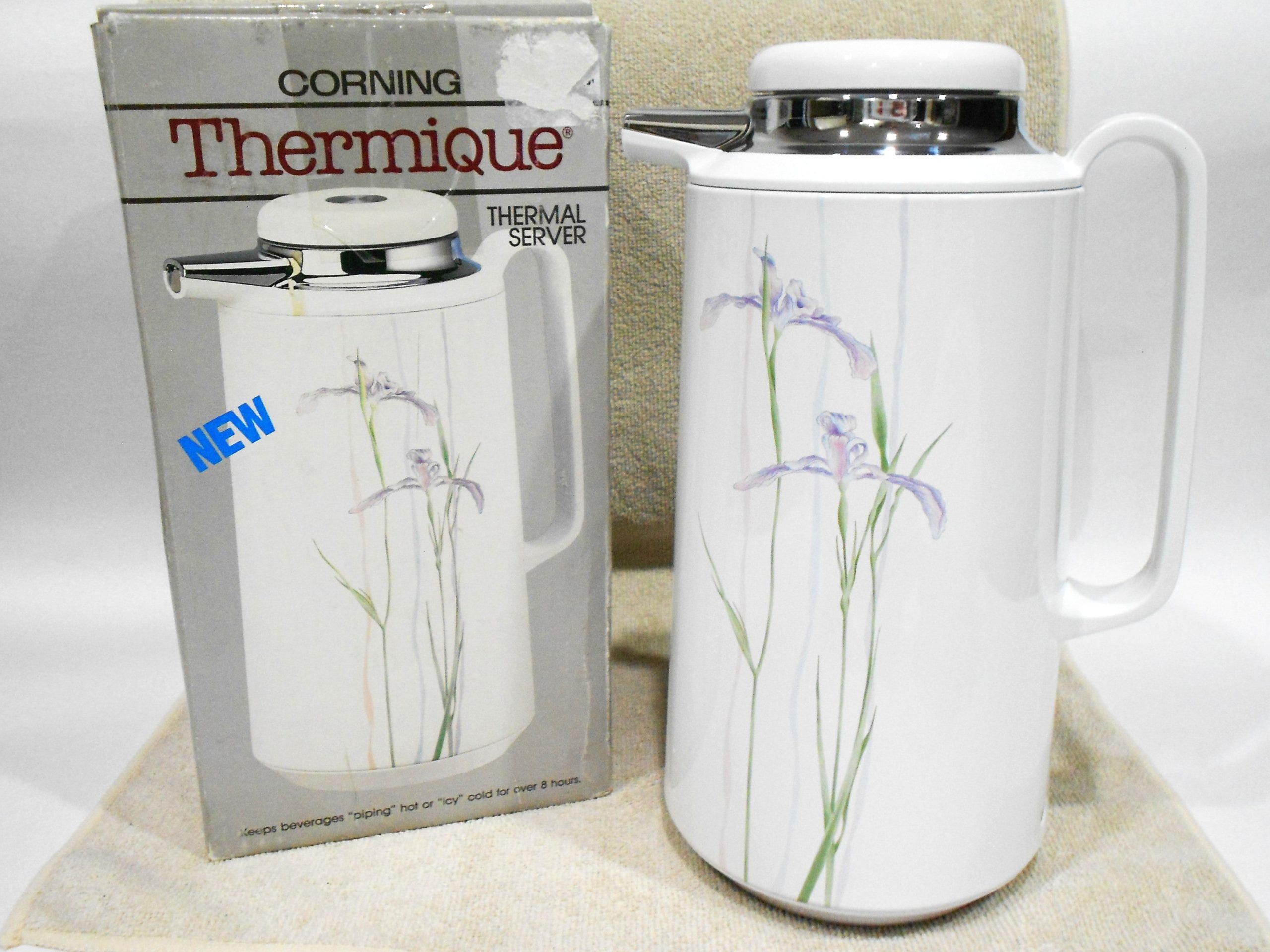 NEW Corelle Corning SHADOW IRIS 1-Qt SERVING CARAFE Thermal Hot Cold Coffee Tea - Image 2