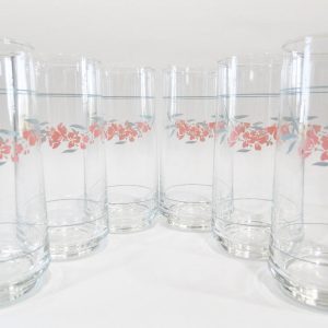 *NEW 6 Corelle SILK BLOSSOMS 14-oz GLASSES Iced Tea Cooler Tumblers *Pink Floral