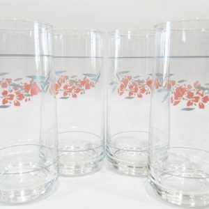 *NEW 4 Corelle SILK BLOSSOMS 14-oz GLASSES Iced Tea Cooler Tumblers *Pink Floral