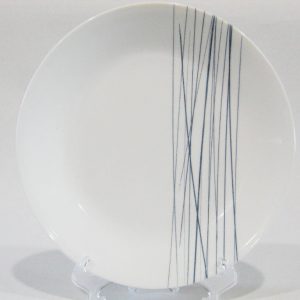 1 Corelle Signature SILVER STRANDS 8.5 LUNCH PLATE *Crisscross Blue Gray Lines