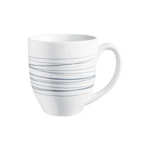 1 Corelle Signature SILVER STRANDS 13-oz Porcelain MUG CUP *Crisscross Blue Gray Lines