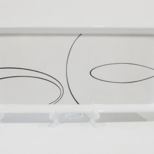 Corelle SIMPLE LINES Melamine Plastic TIDBIT TRAY Serving 15x6 Sweeping Black Arcs