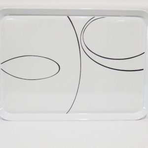 Corelle SIMPLE LINES Melamine Plastic RECTANGULAR TRAY Serving 19x11 Black Arcs