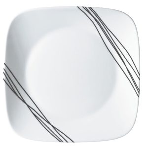 Corelle SIMPLE SKETCH Square 10 1/2 DINNER PLATE *Contemporary Black Lines