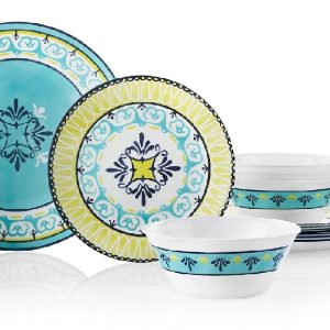 ❤️ 20-pc Corelle Signature SORRENTO DINNERWARE SET *Mediterranean Italy Turquoise Yellow