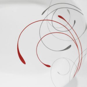 NEW Corelle SPLENDOR 12.25 x 10 SERVING PLATTER *Energetic RED GRAY Scrolls
