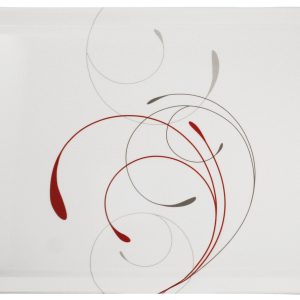 ❤️ Corelle SPLENDOR Melamine Plastic RECTANGULAR TRAY Serving 18.75 x 11.5 Red Scrolls