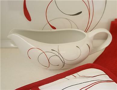 Corelle Coordinates SPLENDOR 2 Cup GRAVY BOAT 9 Porcelain China RED GRAY