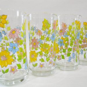 NR MINT 4 Corelle SPRING MEADOW 10-oz TUMBLER GLASSES 5 1/4 Colorful Floral