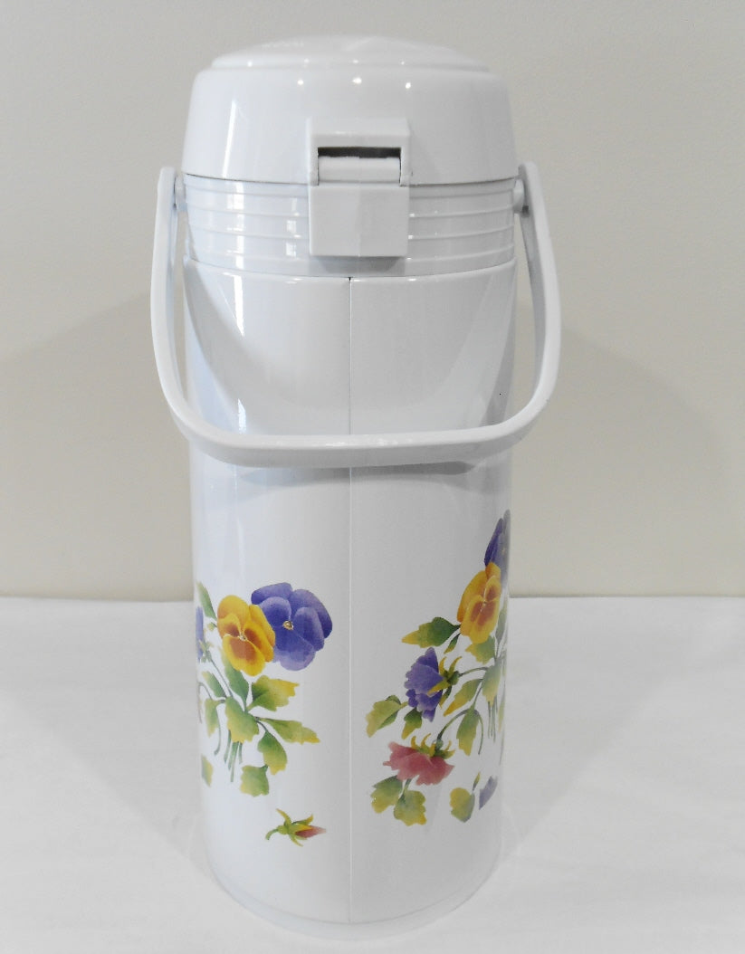NEW Corelle Corning SUMMER BLUSH 1-Qt PUMP CARAFE Thermal Hot Cold Coffee Tea - Image 2