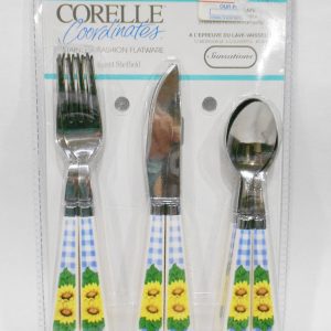 12-pc Corelle SUNSATIONS FLATWARE SET Regent Sheffield Stainless SUNFLOWERS
