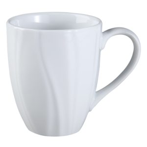 New CORELLE Boutique 14-oz SWEPT MUG White Porcelain Cup *Embossed Waves