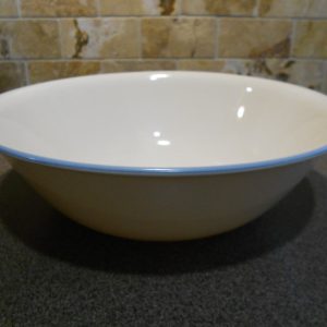 Corelle SYMPHONY 1-Qt SERVING BOWL Coastal Breeze Blue Lily Sandstone Blue Rim