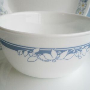 Corelle JASMINE 28 oz SOUP Salad CEREAL Bowl *WHITE Floral Blossom & BLUE Bands
