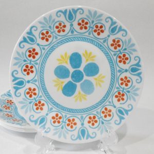 Corelle TERRACOTTA DREAMS 6.75 APPETIZER PLATE Bread TURQUOISE ORANGE YELLOW