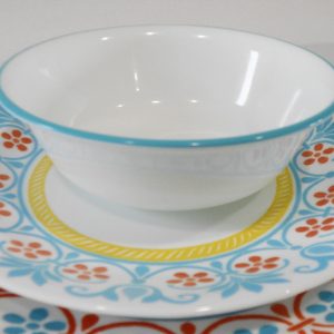 Corelle TERRACOTTA DREAMS 18-oz SOUP BOWL Cereal Salad TURQUOISE RIM