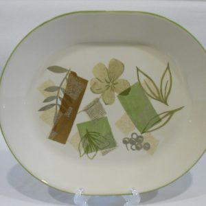 *NEW Corelle Sandstone TEXTURED LEAVES 10 x 12 1/4 Oblong SERVING PLATTER Plate