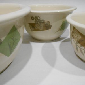 3-pc Corning Corelle TEXTURED LEAVES Stoneware MIXING & SERVING BOWL SET