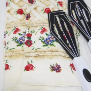 4-pc FLORAL TRELLIS Cotton Kitchen DISH TOWELS & Locking Turner Tongs UTENSILS