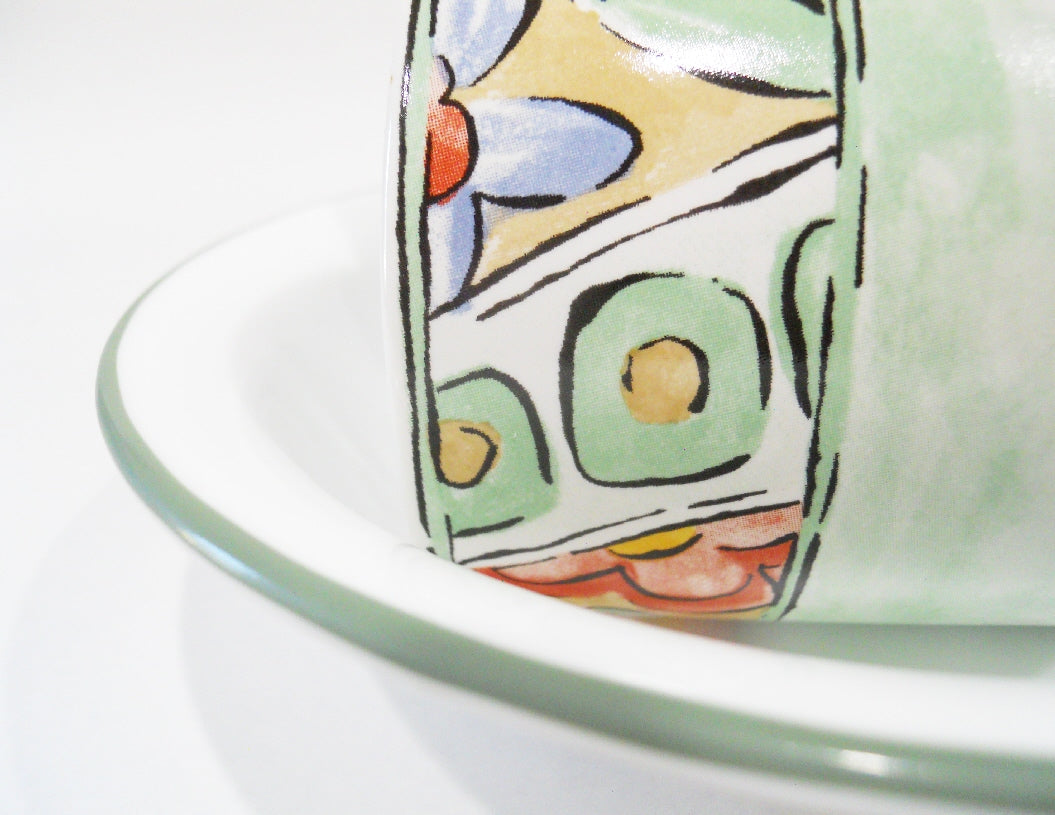 Corelle WATERCOLORS 18-oz SOUP BOWL Cereal Salad *Khaki Green Band Rim - Image 3