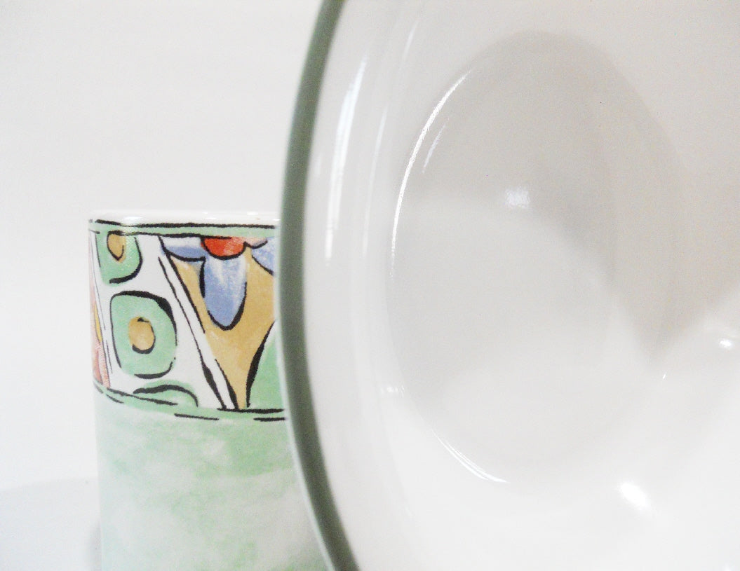Corelle WATERCOLORS 18-oz SOUP BOWL Cereal Salad *Khaki Green Band Rim - Image 4