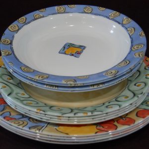 ❤️ 12-pc Corelle WATERCOLORS DINNERWARE SET Dinner Lunch PLATES 15-oz Soup BOWLS