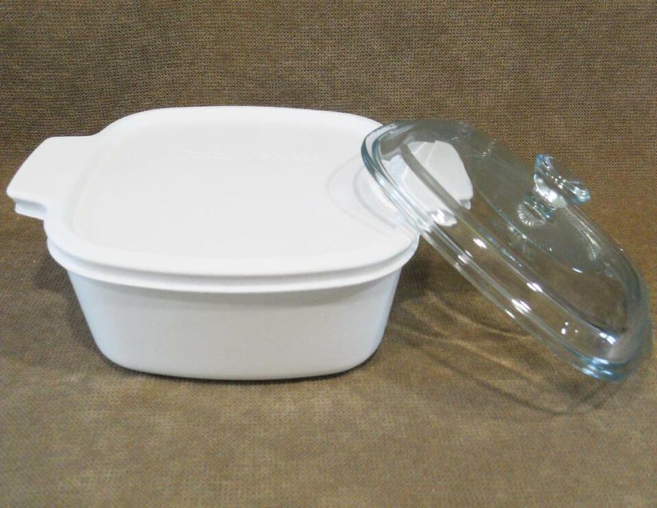 3-pc CORNINGWARE 1-Qt CASSEROLE & COVERS A-1-B Pyroceram Winter Frost White - Image 3