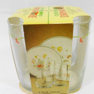 NEW 4 Corelle WILDFLOWER 16-oz HIGH BALL 6 TUMBLER GLASSES *Orange Blossom