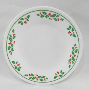 NEW 1 Corelle WINTER HOLLY 6.75 BREAD PLATE 1991 Green Band Christmas Holiday