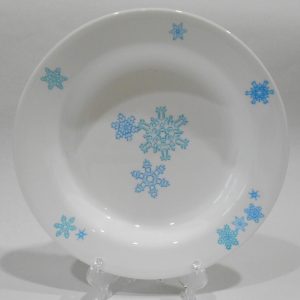 Corelle WINTER MAGIC 9 FLAT RIM SOUP BOWL 15-oz *Christmas Blue Snowflakes