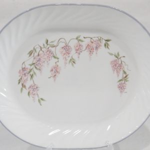 Corelle WISTERIA 12x10 SERVING PLATTER Plate Light Purple Swirled Fluted Rim